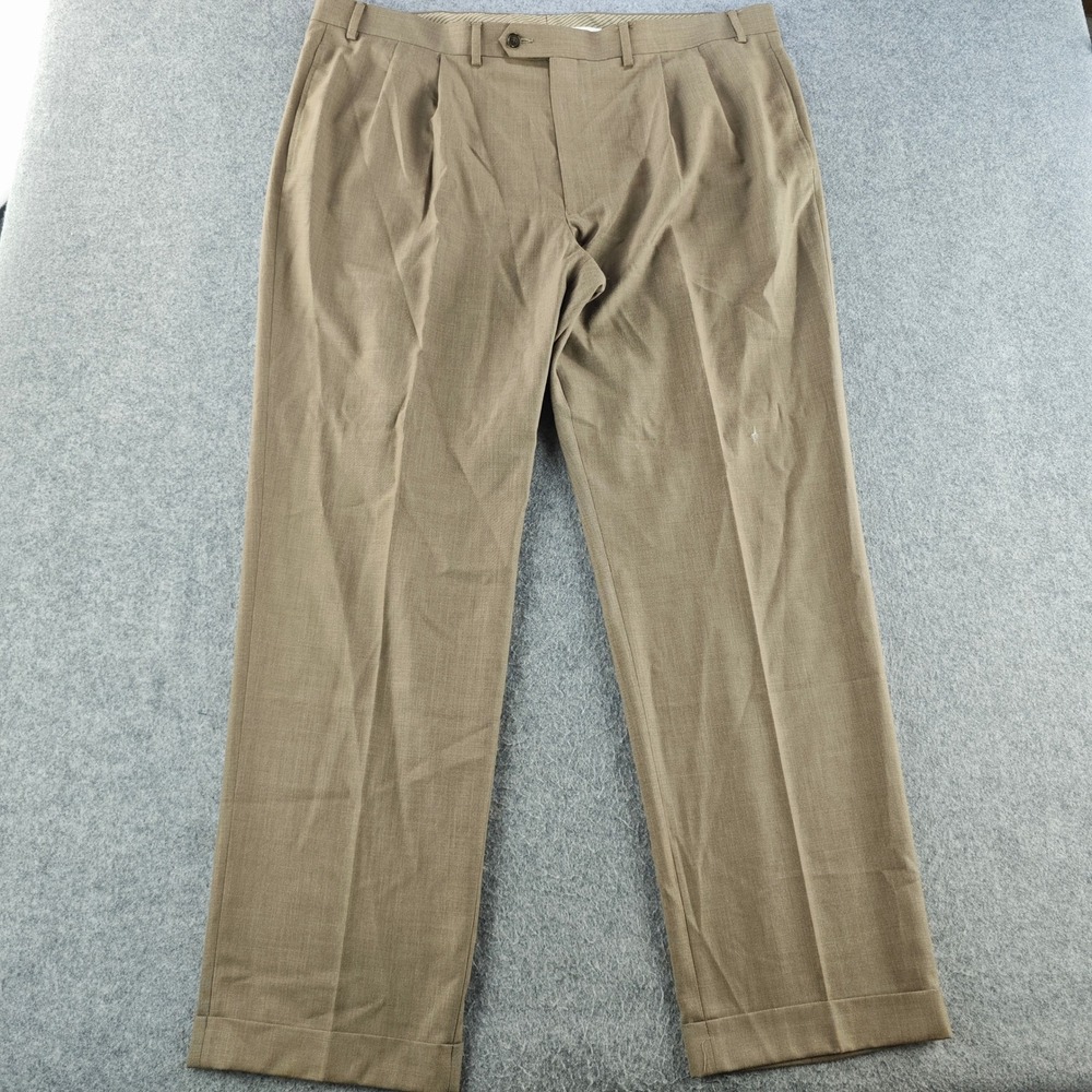 Lauren Ralph Lauren Dress Pants Mens 42x32 Pleated Tan Cuffed Trousers